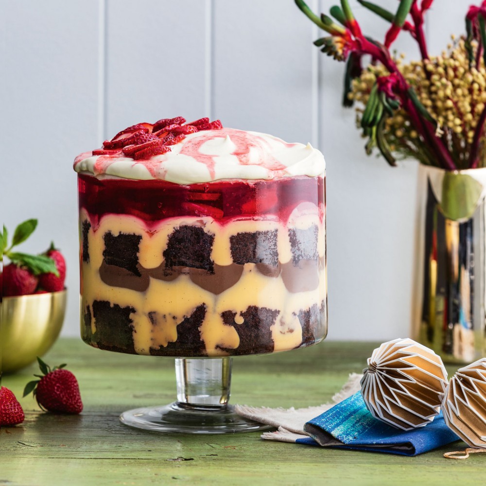 sponge custard australia recipe and Strawberry Australia Norman  Chocolate  Harvey Trifle