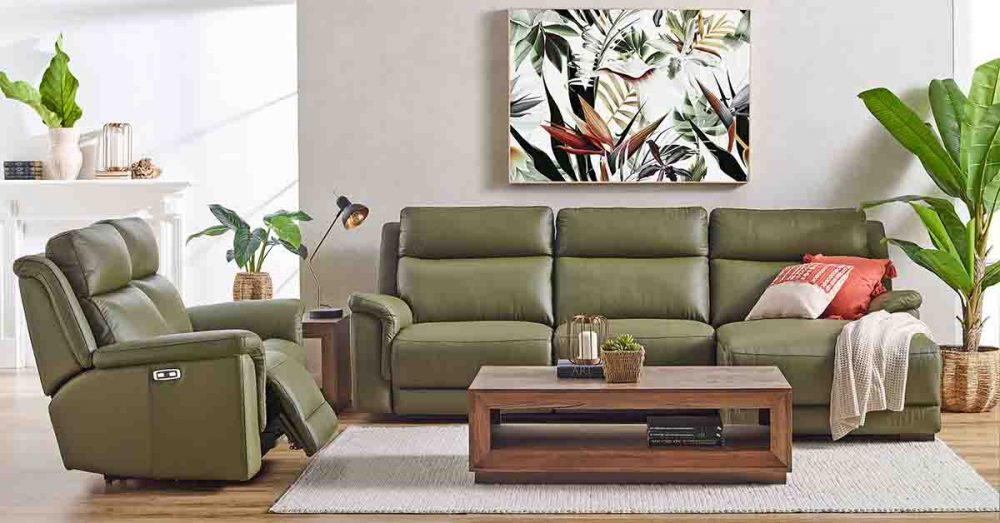 Sage green reclining sofa hot sale