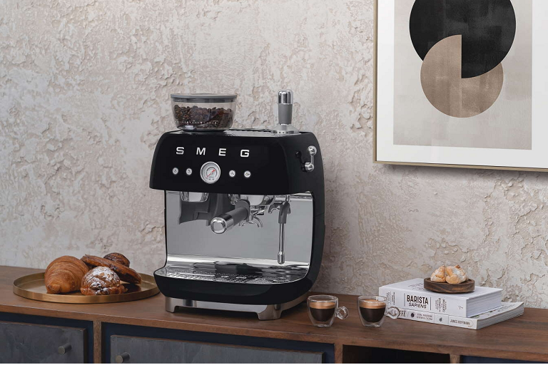 Smeg Beans on Board Espresso Coffee Machine with Grinder | Harvey Norman