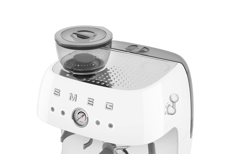 Smeg Beans on Board Espresso Coffee Machine with Grinder White Harvey Norman