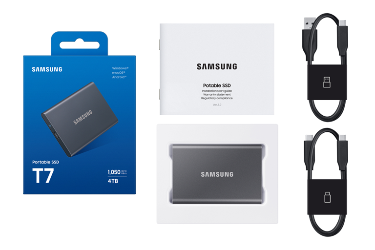 Samsung T7 Touch 4TB Portable SSD - Black | Harvey Norman